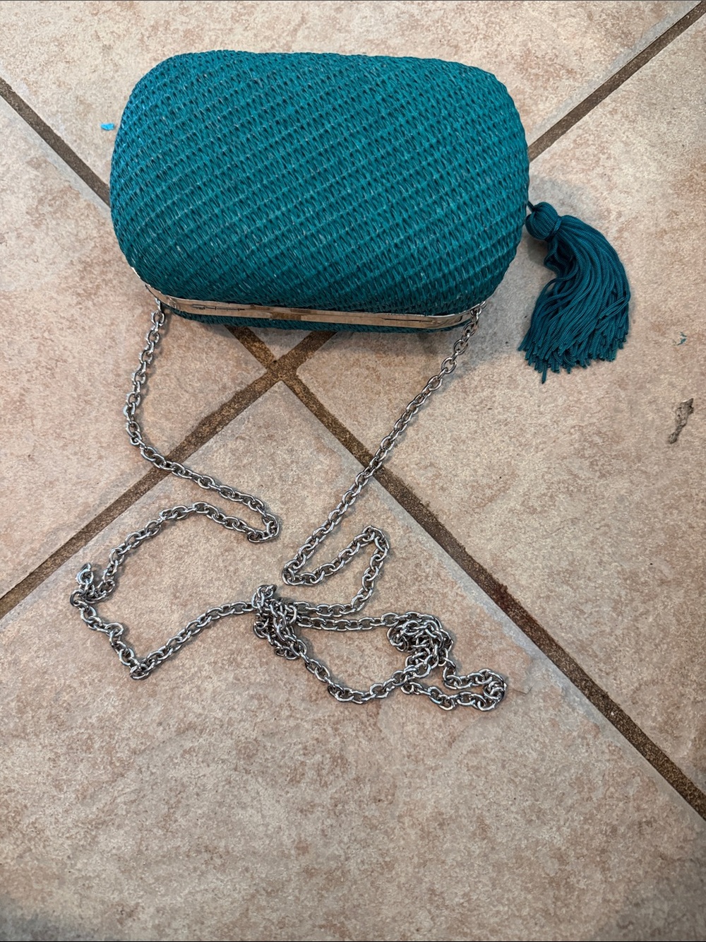 Taken Teal Woven Tassel Crossbody Clutch - Unbranded